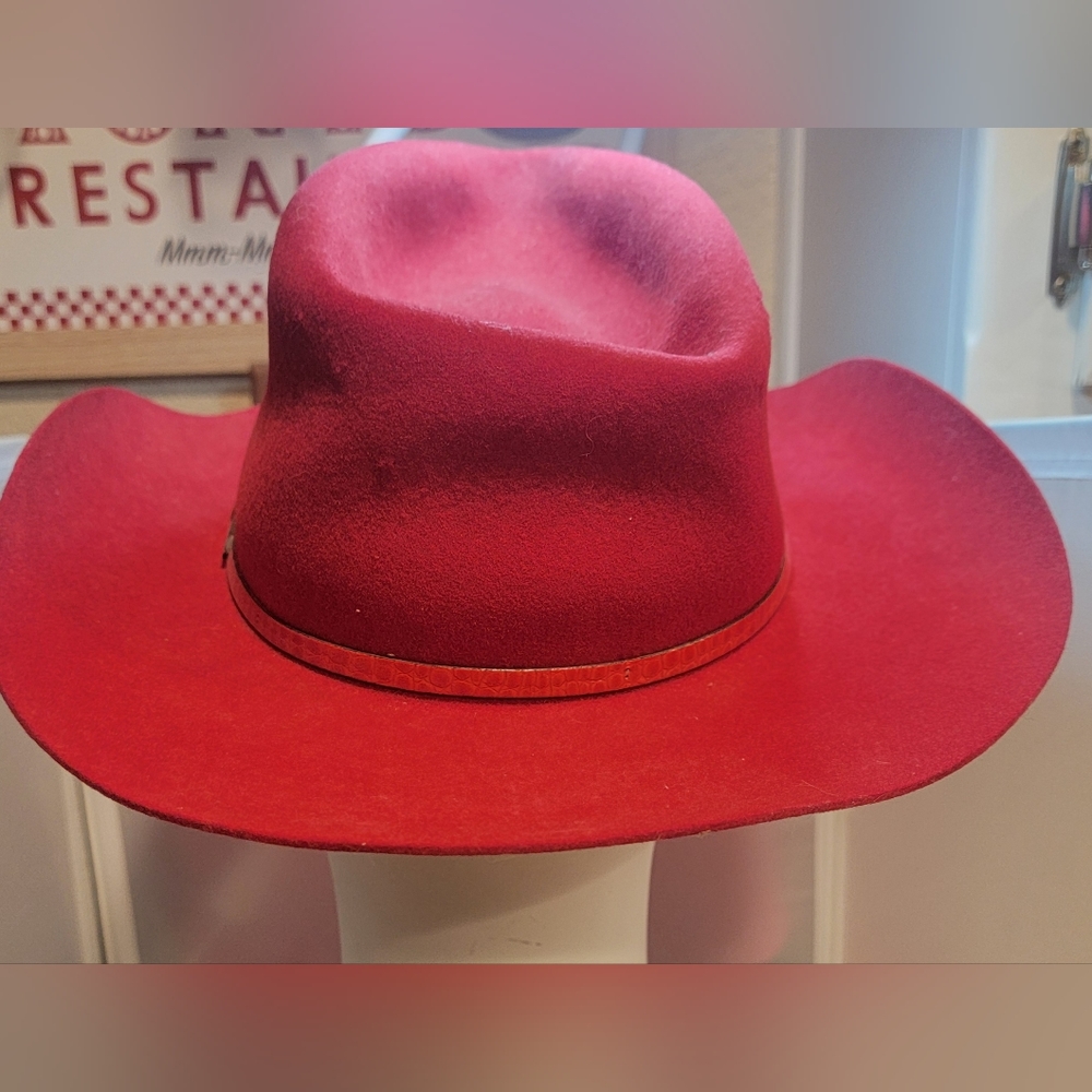 Bradford By Resistol Signature Western Wool Felt Red Hat Sz 7 1/4 - Picture 5 of 17